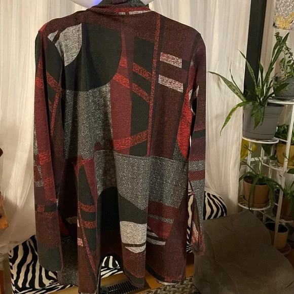 Dolcezza Burgundy Black Grey Cardigan - Picture 3 of 3